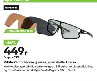 XXL Sport White photochrome glasses, sportsbrille, unisex tilbud