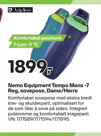 XXL Sport Nemo equipment tempo mens -7 reg, sovepose, dame/herre tilbud