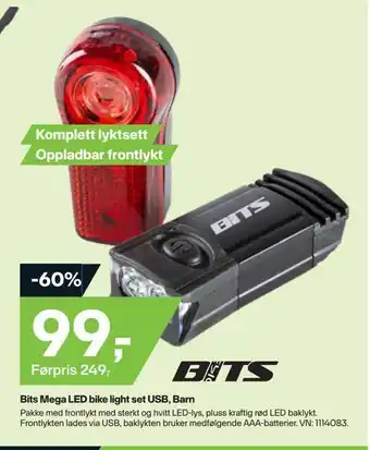 XXL Sport Bits mega led bike light set usb, barn tilbud