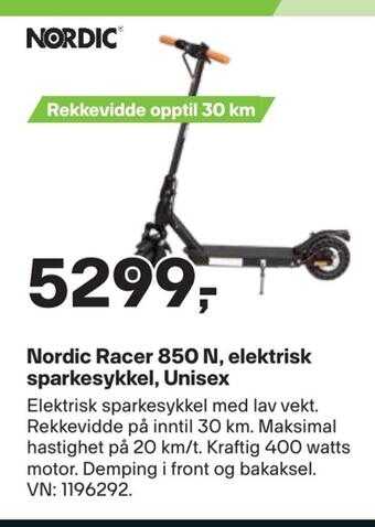 XXL Sport Nordic racer 850 n, elektrisk sparkesykkel, unisex tilbud