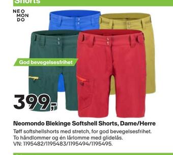 XXL Sport Neomondo blekinge softshell shorts, dame/herre tilbud