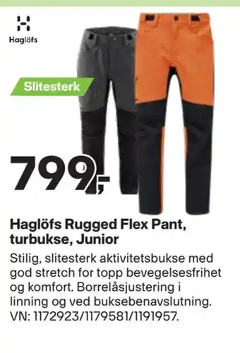 XXL Sport Haglöfs rugged flex pant, turbukse, junior tilbud