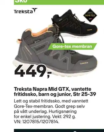 XXL Sport Treksta napra mid gtx, vantette fritidssko, barn og junior, str 25-39 tilbud
