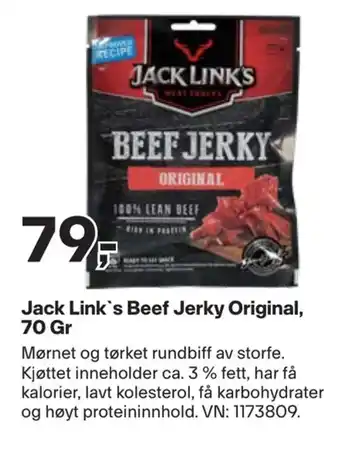 XXL Sport Jack link's beef jerky original, 70 gr tilbud