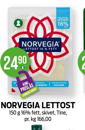 Kiwi Norvegia skiveost tilbud