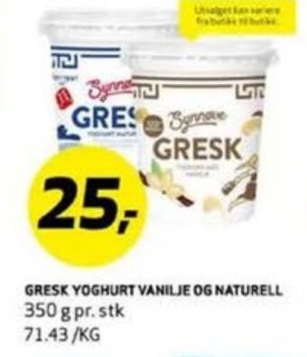 Bunnpris Synnøve finden yoghurt tilbud