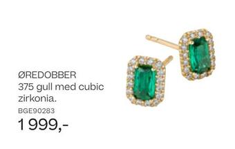 Bjørklund Øredobber 375 gull med cubic zirkonia tilbud