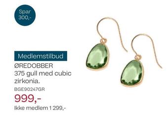 Bjørklund Øredobber 375 gull med cubic zirkonia tilbud