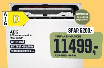 Skousen Aeg oppvaskmaskin fse76738p tilbud