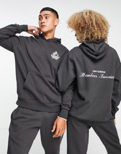 Asos New balance members club unisex hoodie in black tilbud
