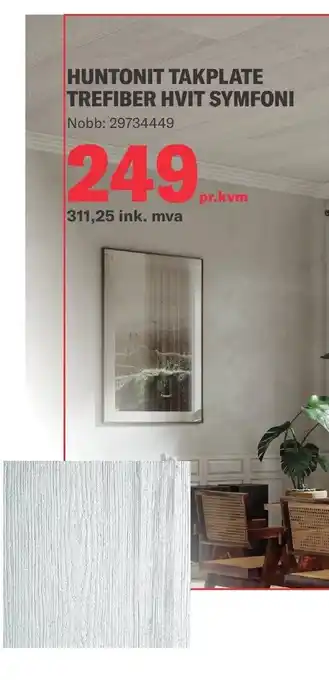 Neumann Bygg HUNTONIT TAKPLATE TREFIBER HVIT SYMFONI tilbud