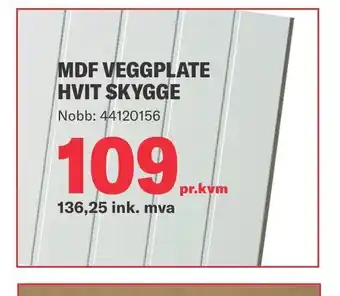 Neumann Bygg MDF VEGGPLATE HVIT SKYGGE tilbud