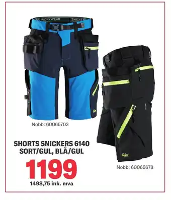 Neumann Bygg SHORTS SNICKERS 6140 SORT/GUL, BLÅ/GUL tilbud
