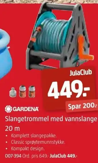 Jula Slangetrommel med vannslange 20m tilbud