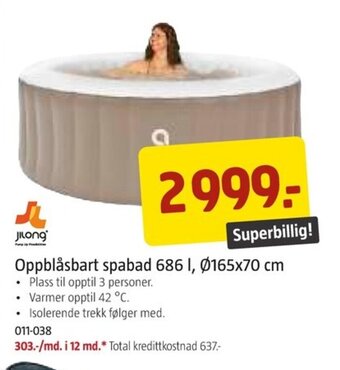 Jula Oppblåsbart spabad 686 I, 0165x70 cm tilbud