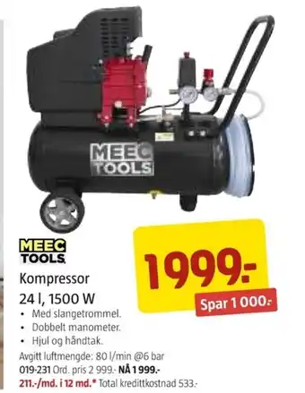 Jula MEEC TOOLS Kompressor 24L 1500W tilbud