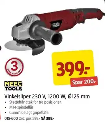 Jula Vinkelsliper 230 V, 1200 W, Ø125 mm tilbud
