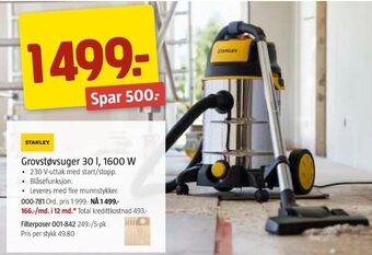 Jula Grovstøvsuger 30 I, 1600 W tilbud