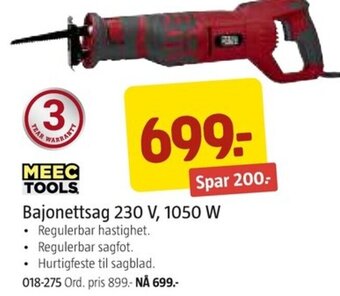 Jula Bajonettsag 230 V, 1050 W tilbud