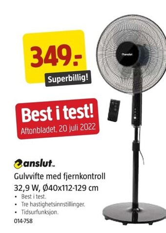 Jula Gulvvifte med fjernkontroll tilbud