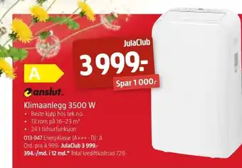 Jula Klimaanlegg 3500 W tilbud
