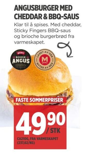 Meny ANGUSBURGER MED CHEDDAR & BBQ-SAUS tilbud