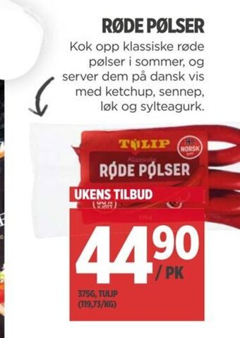 Meny RØDE PØLSER tilbud