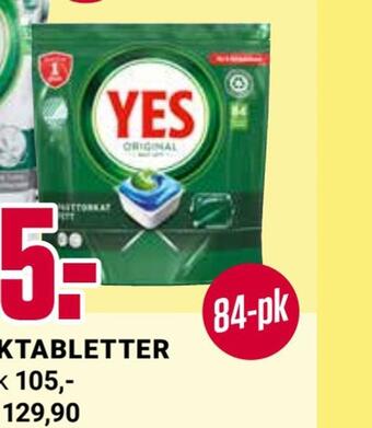 Europris Yes oppvasktabletter tilbud