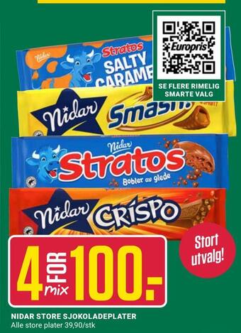 Europris Nidar store sjokoladeplater tilbud