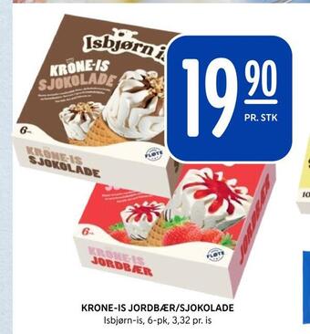 Rema 1000 Krone-is jordbær/sjokolade tilbud