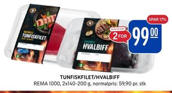 Rema 1000 Tunfiskfilet/hvalbiff tilbud
