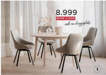 Møbelringen Filippa spisebord inkl 1 illeggsplate tilbud