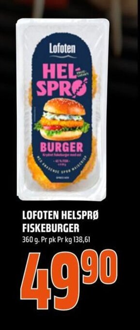Coop Obs LOFOTEN HELSPRØ FISKEBURGER tilbud