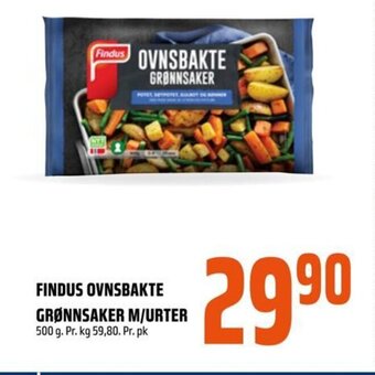 Coop Obs FINDUS OVNSBAKTE GRØNNSAKER M/URTER tilbud