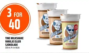 Coop Obs TINE MILKSHAKE VANILJE ELLER SJOKOLADE tilbud