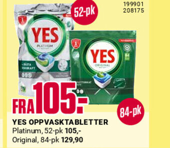 Europris YES OPPVASKTABLETTER tilbud