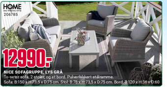 Europris NICE SOFAGRUPPE, LYS GRÅ tilbud