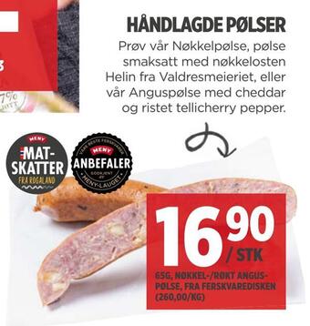 Meny Håndlagde pølser tilbud