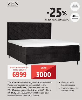 Bohus Roma kontinentalseng 120x200 tilbud