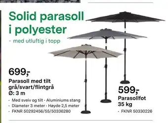 Felleskjøpet Parasoll med tilt grå/svart/flintgrå ø: 3 m tilbud