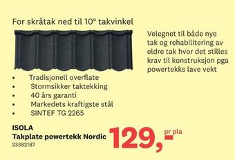 Bygger'n Isola takplate powertekk nordic tilbud