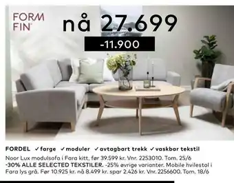 Skeidar Noor lux modulsofa i fara kitt tilbud