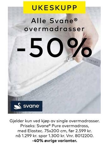 Skeidar Alle svane® overmadrasser tilbud