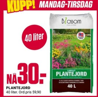 Europris Blossom plantejord tilbud