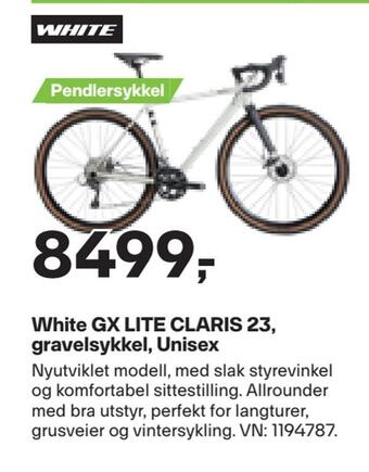 XXL Sport White gx lite claris 23, gravelsykkel, unisex tilbud