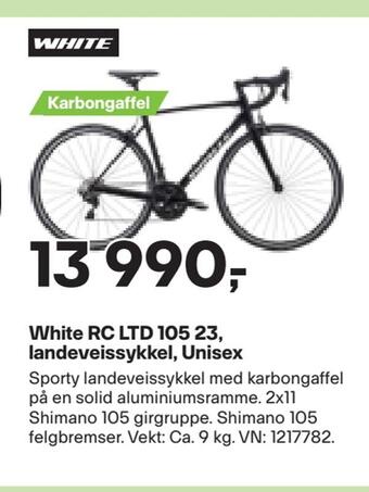 XXL Sport White rc ltd 105 23, landeveissykkel, unisex tilbud