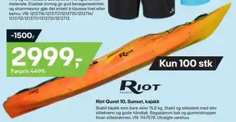 XXL Sport Kun riot quest 10, sunset, kajakk tilbud