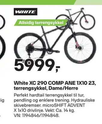 XXL Sport White xc 290 comp ane 1x10 23, terrengsykkel, dame/herre tilbud