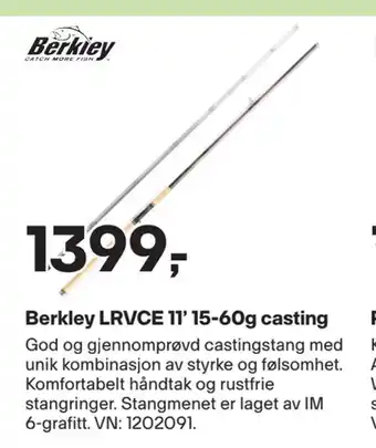XXL Sport Berkley lrvce 11' 15-60g casting tilbud