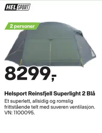 XXL Sport Helsport reinsfjell superlight 2 blå tilbud
